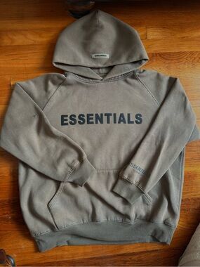 Essentials Olive Green Pullover Hoodie